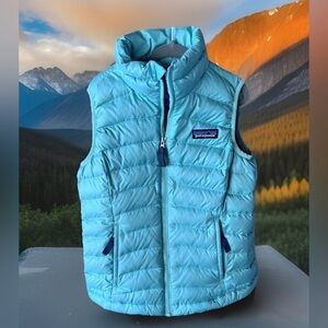 Patagonia Kids' Puffer Vest Light Green/blue Turquoise , Sz XS (5-6) Spring